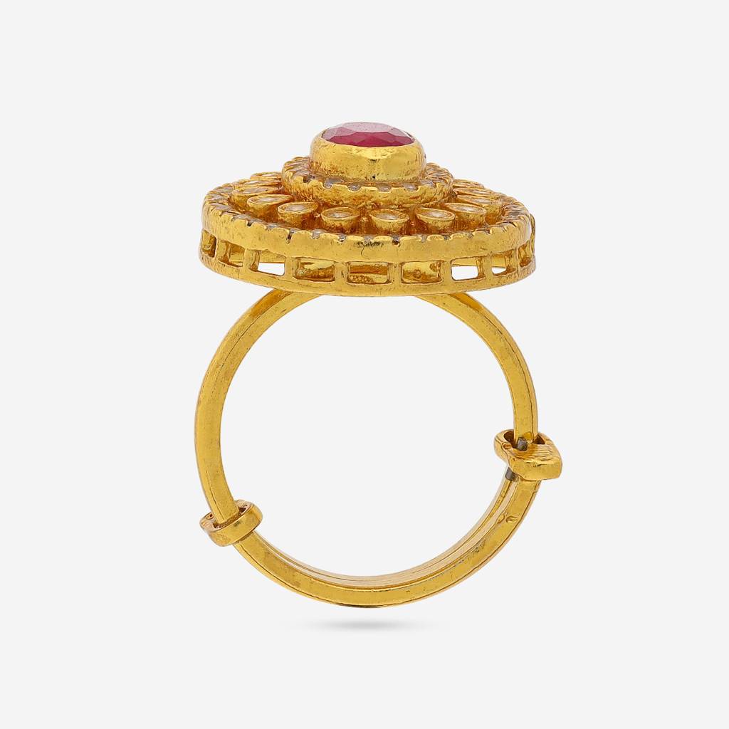 Ruby Gold Plated - Festive Temple Finger Ring - 454284 : 454284