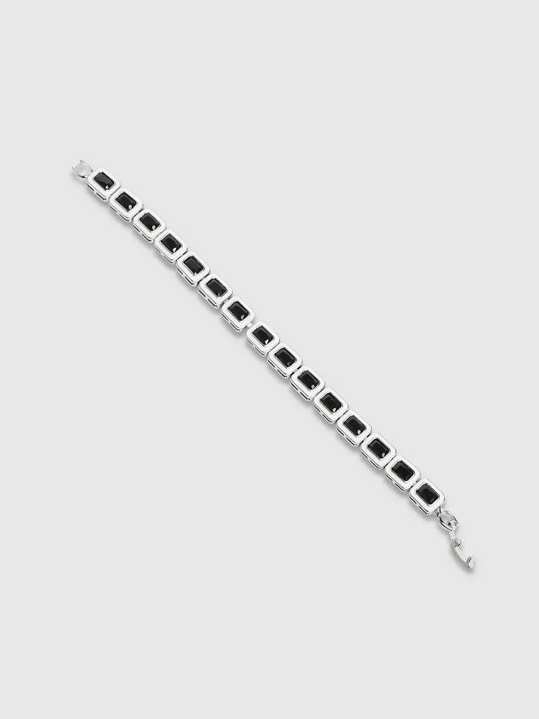 Men'S Contrast Enamel Tennis Bracelet - Black & White : FABR1100