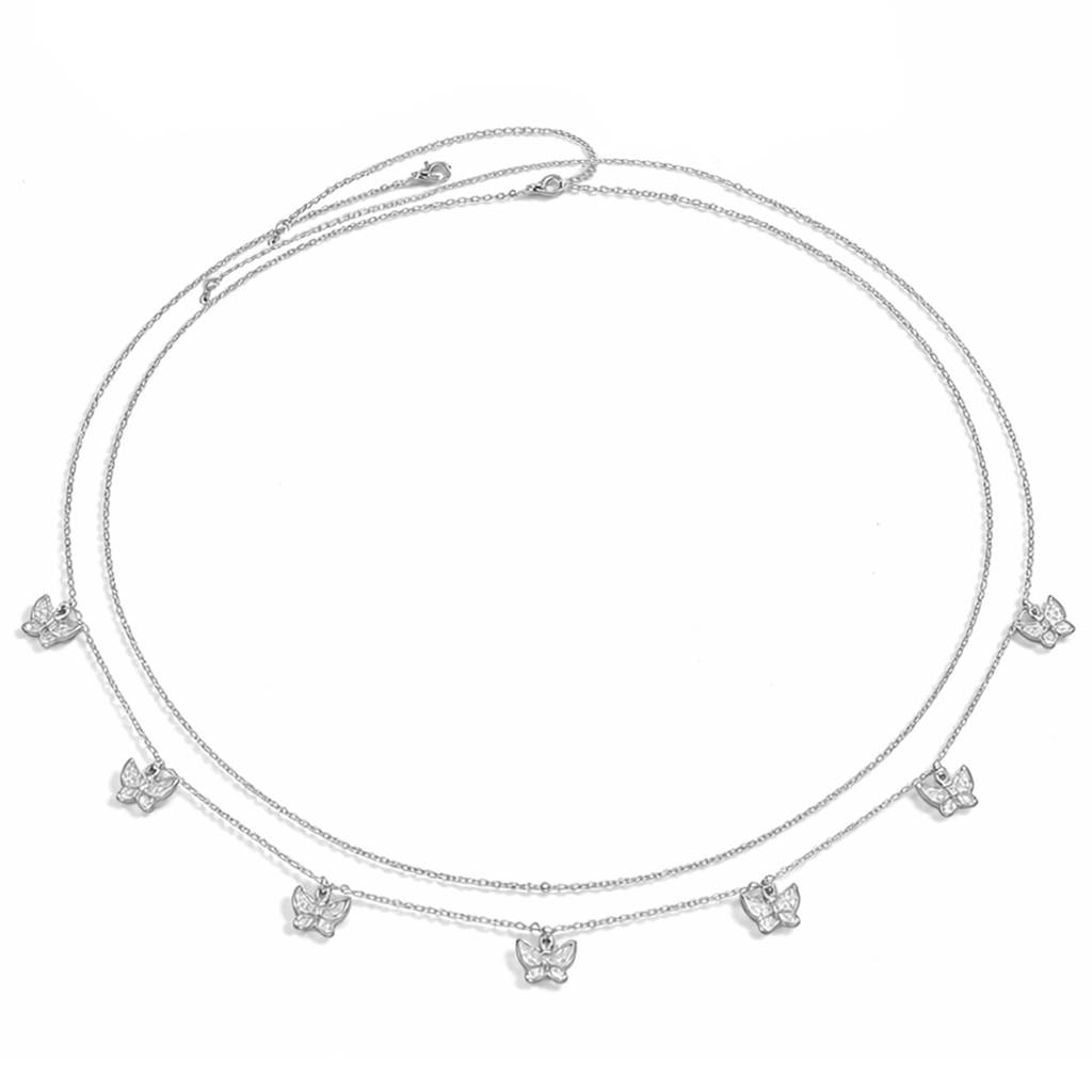 Cubic Zirconia Studded Silver Plated Fancy Kamarbandh Belly Chain Waist Chain Jewellery For Women & Girls : PX9BCH75RW