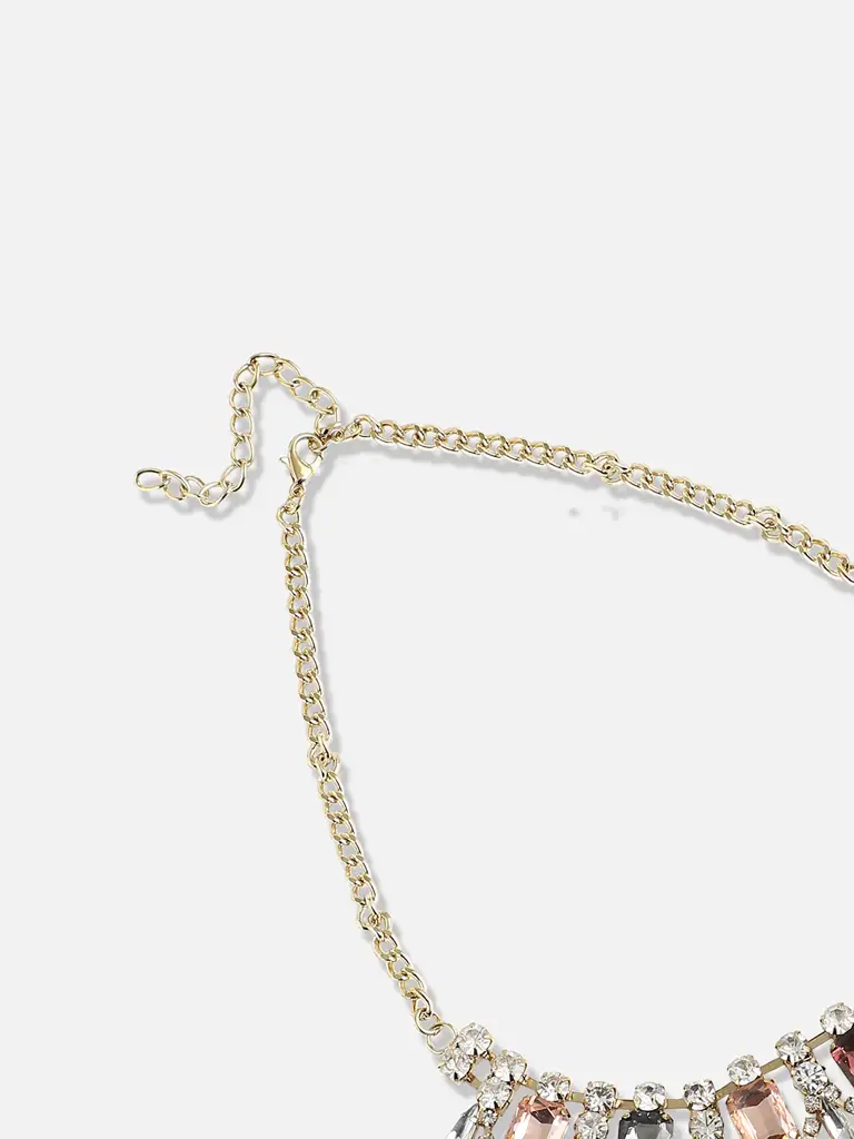 Xiomara-Gold Plated Designer Stone Party Necklace For Women : SOHNCK3090