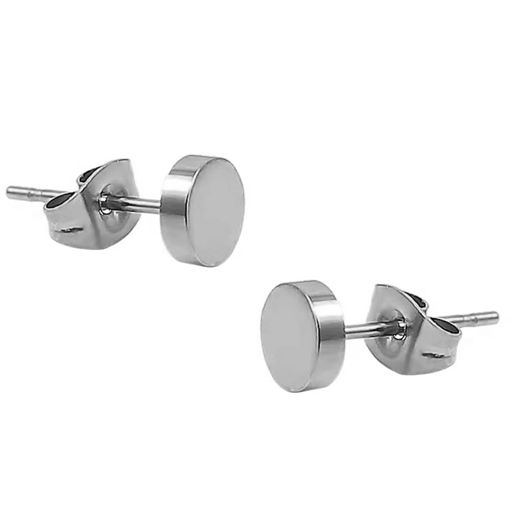 Silver Plated Stainless Steel Round Stud Earrings Fancy Jewellery For Men & Boys| : PX9ME08S