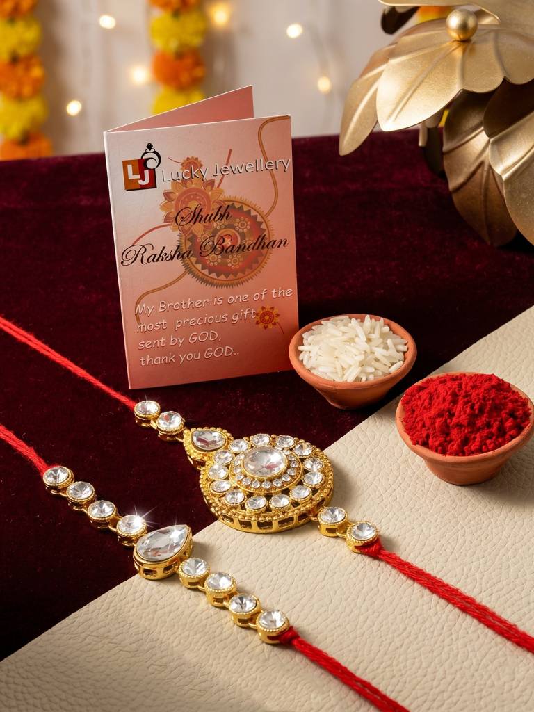 Traditional Rakhi For Bhaiya/Bhabhi Red Thread Rakshabandhan Rakhie (Pack Of 2) Rakhee Rakshasutra : 159-L1R1-21-W-2-2026