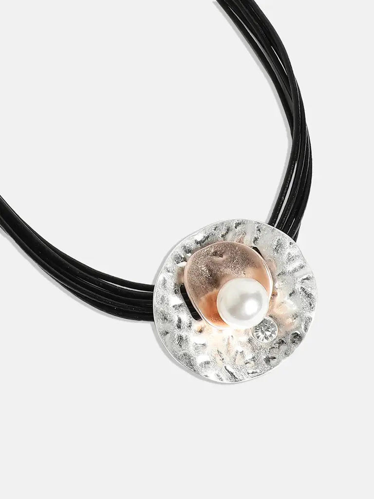 Hadhira-Women'S Gold & Silver Dented Pearl Necklace : SOHINC9820