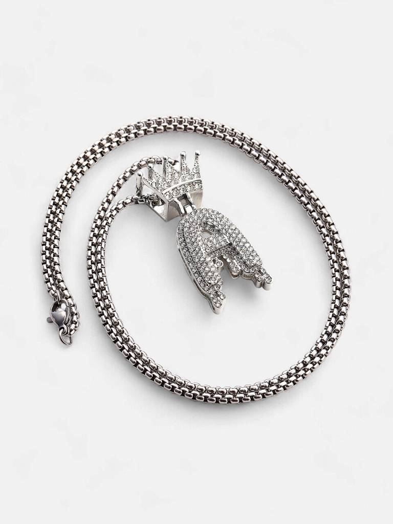 Men'S The Drip Alphabet Pendant Necklace - Metallic Silver : FANC1096-A