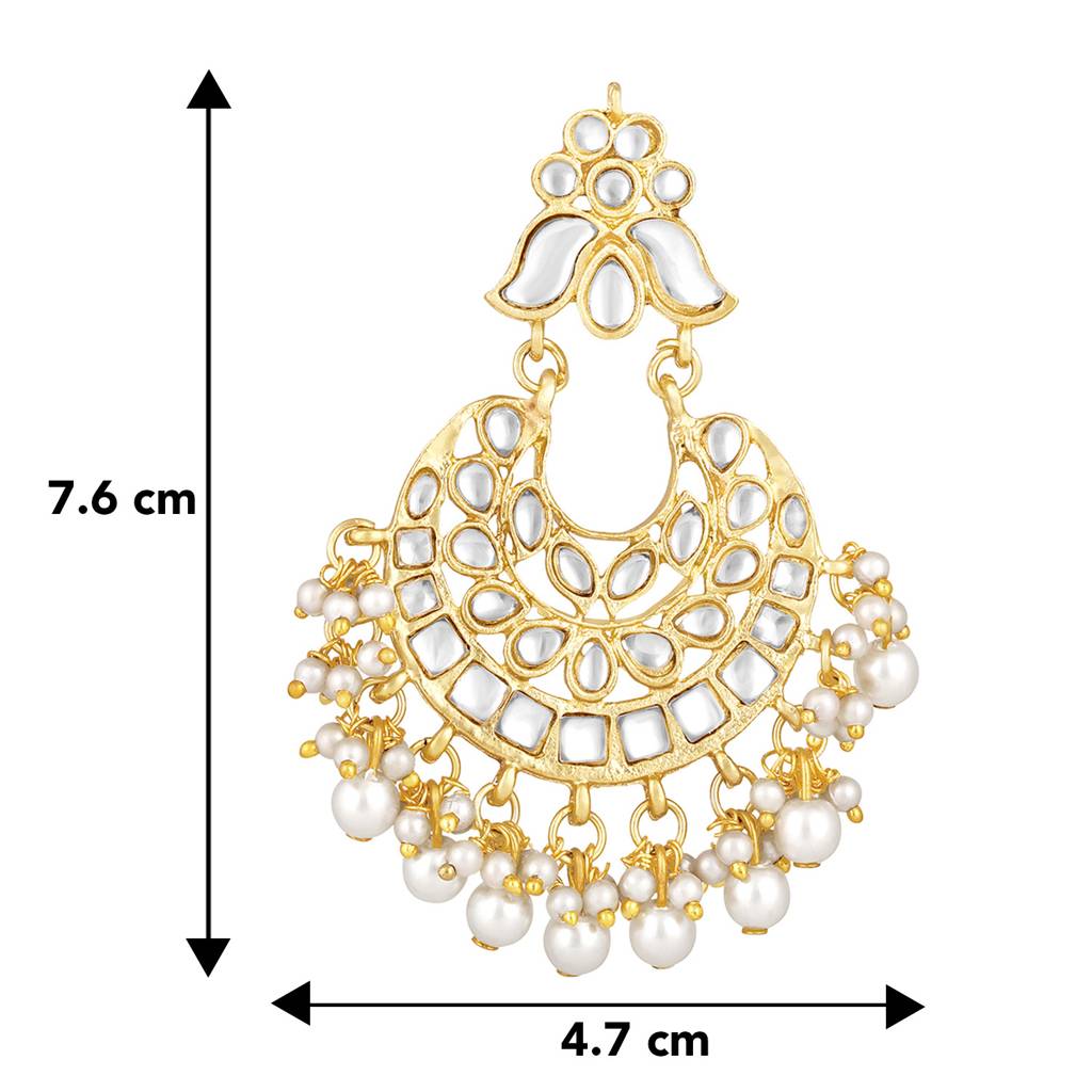 Peora Gold Plated Traditional Kundan Brass Alloy Long Necklace Jewellery Set With Earring Maang Tikka For Women Gi : PF25E105W