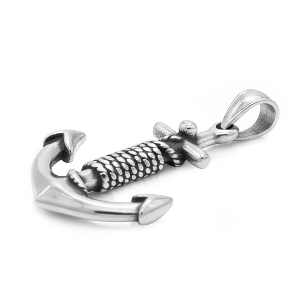Stainless Steel Silver Plated Anchor Shape Pendant Jewellery For Men & Boys : PX9P39S
