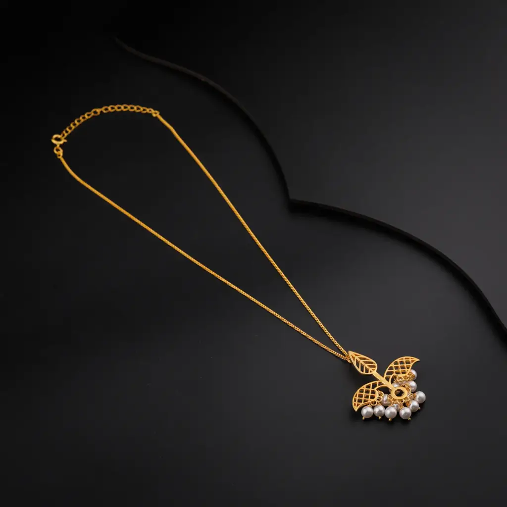 Silver Leaf Filigree Necklace |  92.5 Silver | 22K Gold Plated : 34364823