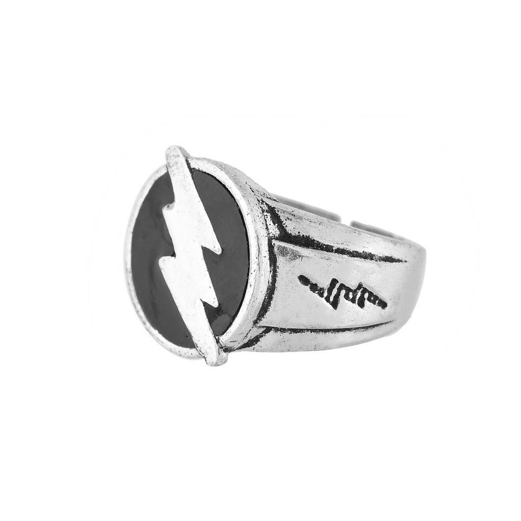 Statement Thunderbolt Silver Oxidised Men’S Ring : 8905124565737