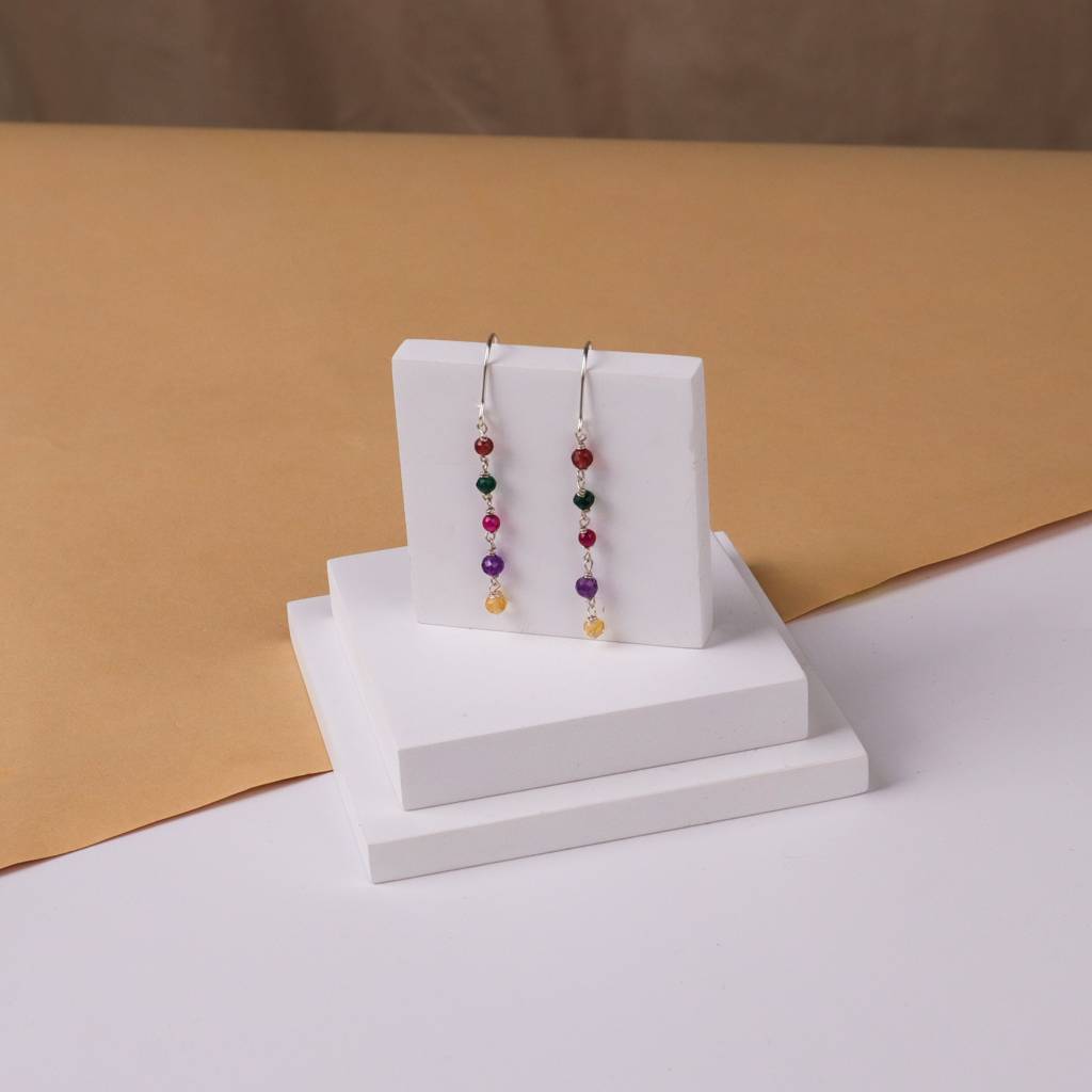 Silver Multi Color Stone Earring : 35128471