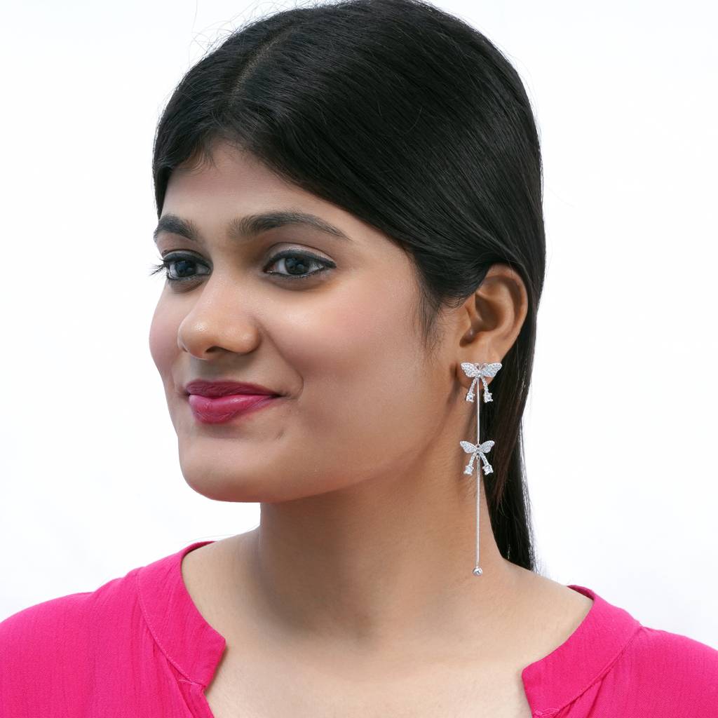 925 Sterling Butterfly Earrings : TRETL0045Silver