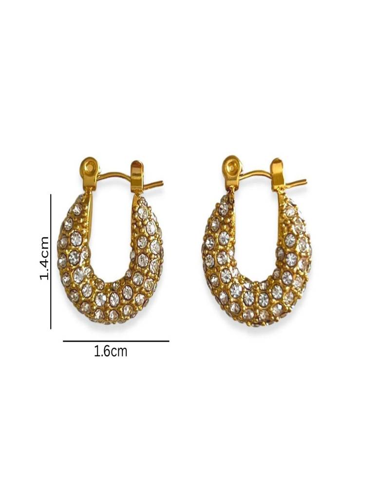 Zircon Small Hoop Earrings 18K Gold Plated Waterproof Anti-Tarnish : ADZ0925E428SM