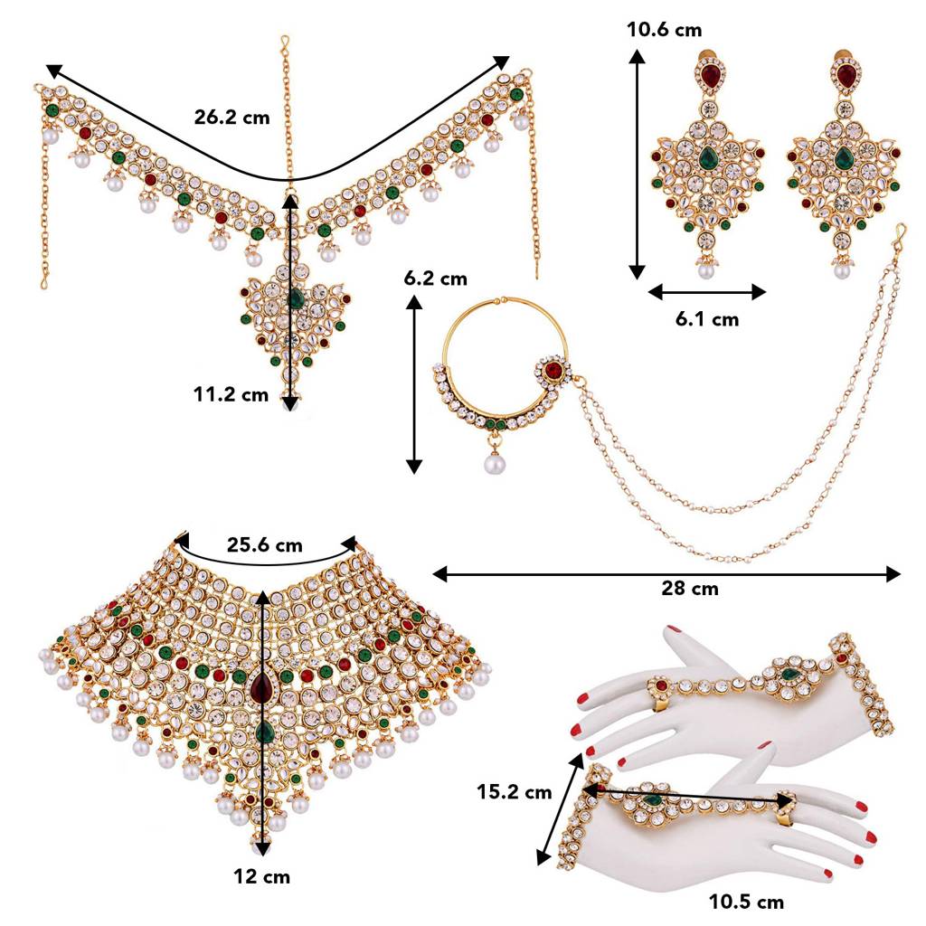 Peora American Diamond Studded Jodha Akbar Bridal Choker Necklace Traditional Jewellery Set Gift For Women Gi : PF37BRBLP021MG