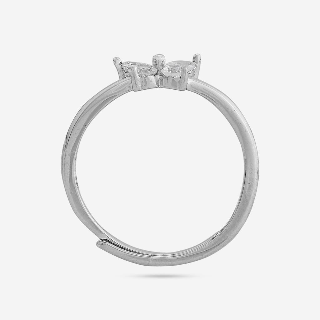 White - Plated Office Wear Silver Finger Ring - 453294 : 453295