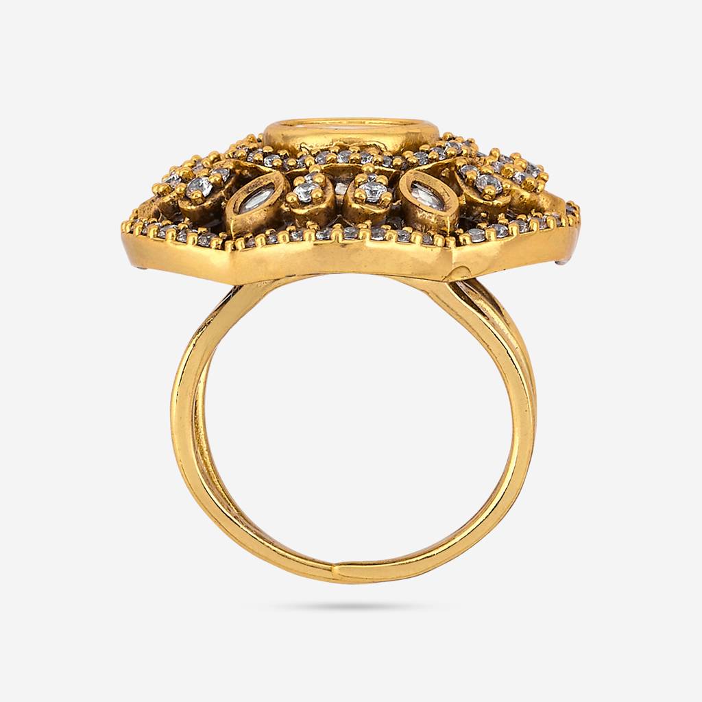 White Victorian - Plated Bridesmaid Kundan Finger Ring - 447215 : 447215