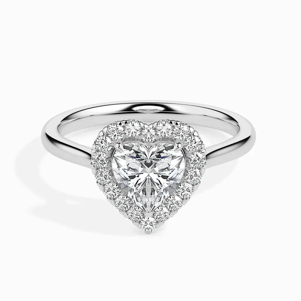 1 Carat Heart Solitaire Ring With Halo : 09kRoseZNR140F10