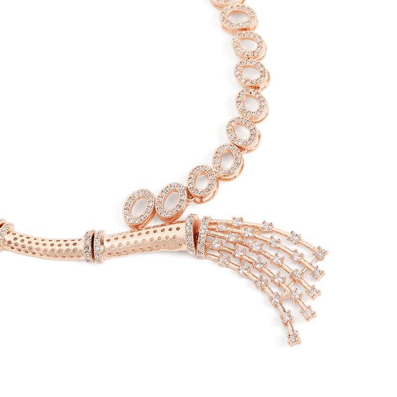 Luxury Cz Tassel Necklace Set For Women|Occasion Wear : AD-892-RGWENKER