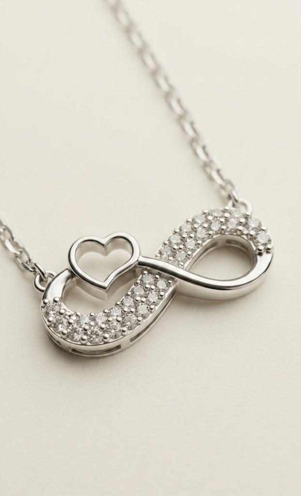 Silver Infinity Heart Zircon Jewellery Pendant : SMK-W-N-006