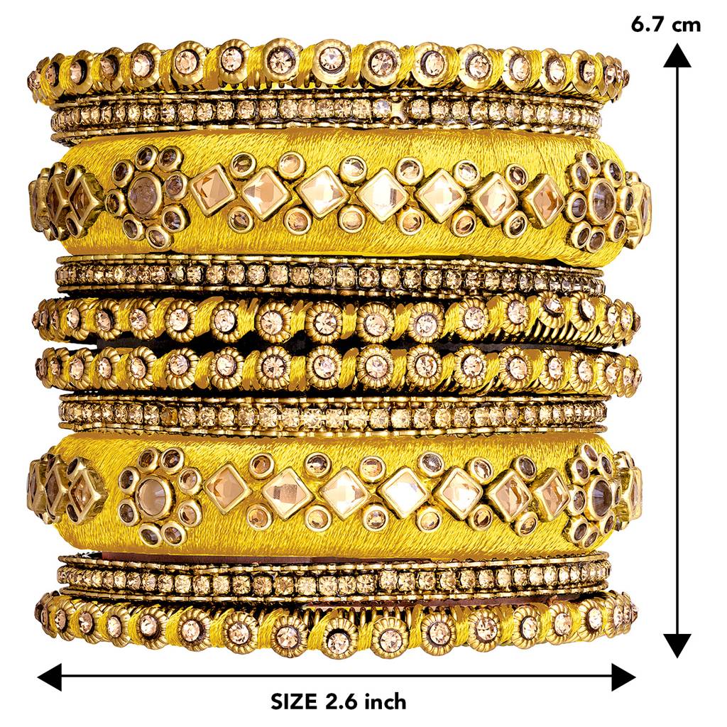 Peora Velvet Matching Fancy Silk Thread Chuda Bangle Set Navratri Gift For Women : PF51B46Y