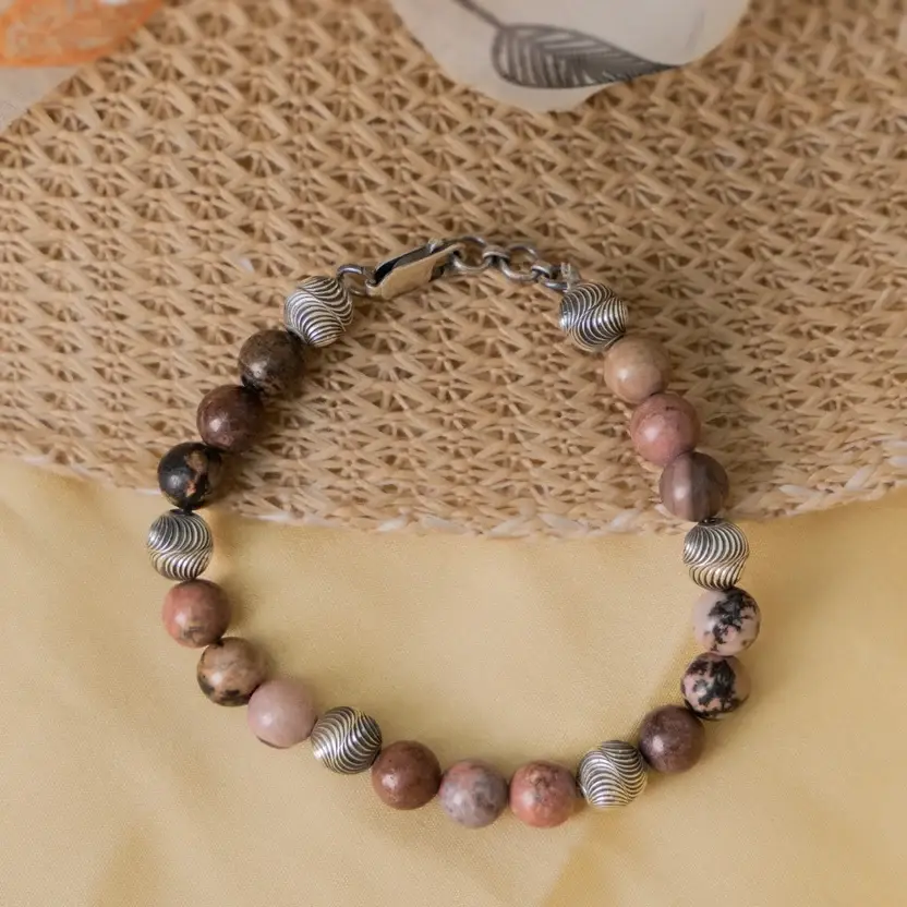 Rhodonite Silver Bracelet : ZV-BRC-NAT-009