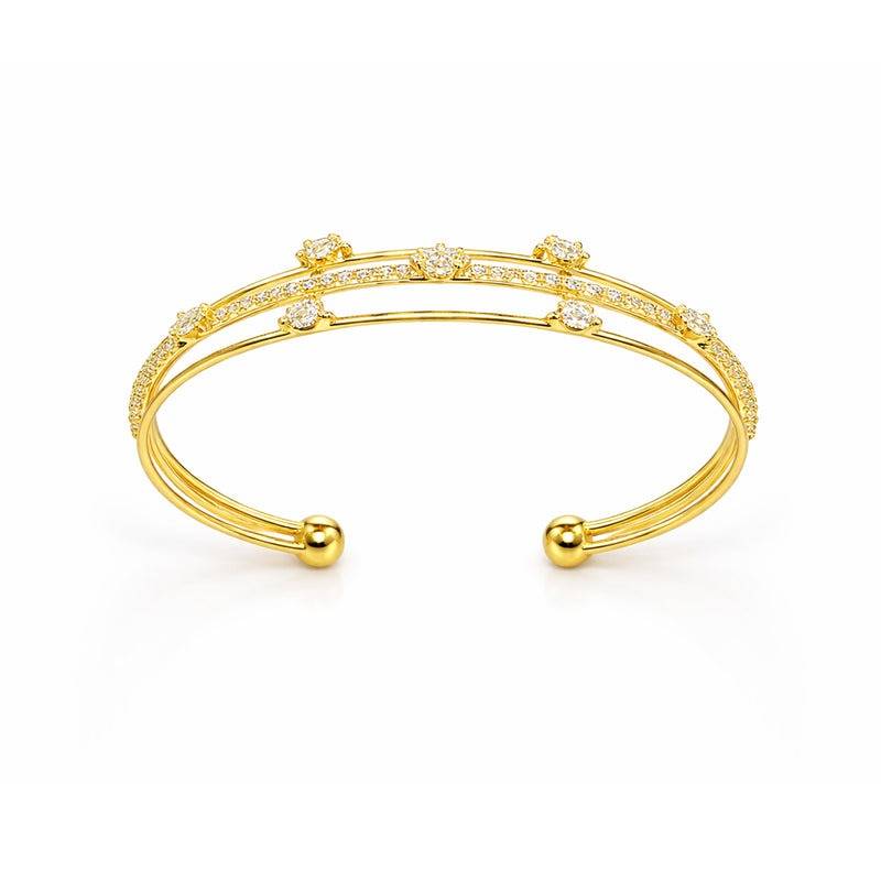 Modern Gold Tone Crystal Cuff Bracelet For Workwear & Party Wear : SZ-002-IGWEBR