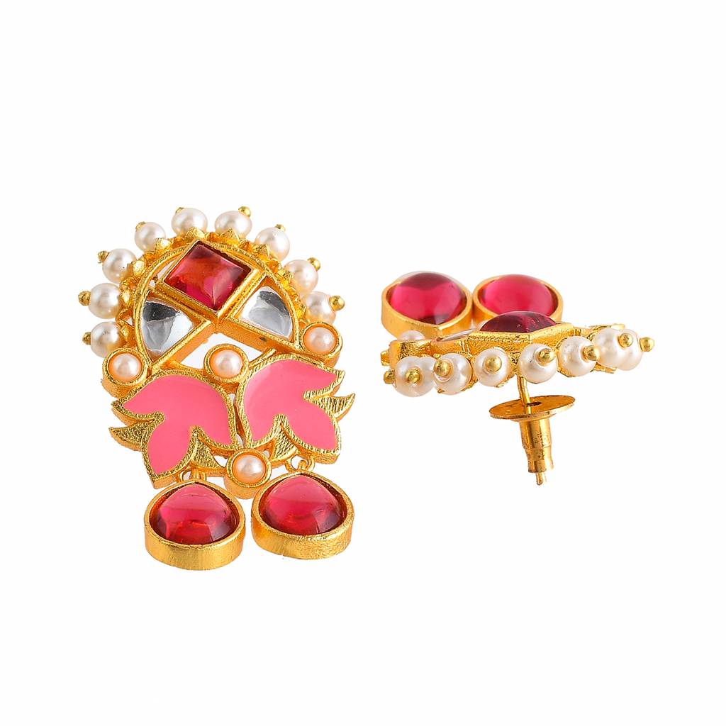 Forever More Tulips Enamelled White Pearls Jewellery Set : 8905124497861