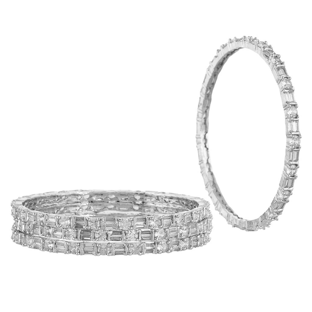Sparkling Elegance Round And Rectangle Cut Cz Bracelets : 8905124523317