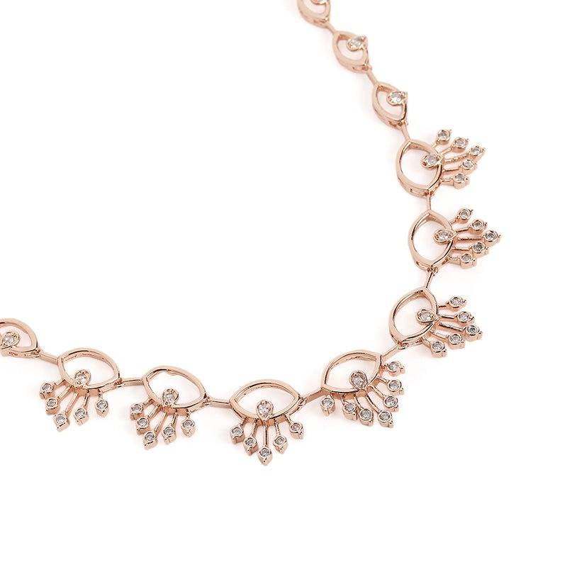 Rosegold Plated Abstract Eye Shape Cz Necklace Set For Party Wear : AD-897-RGWENKER