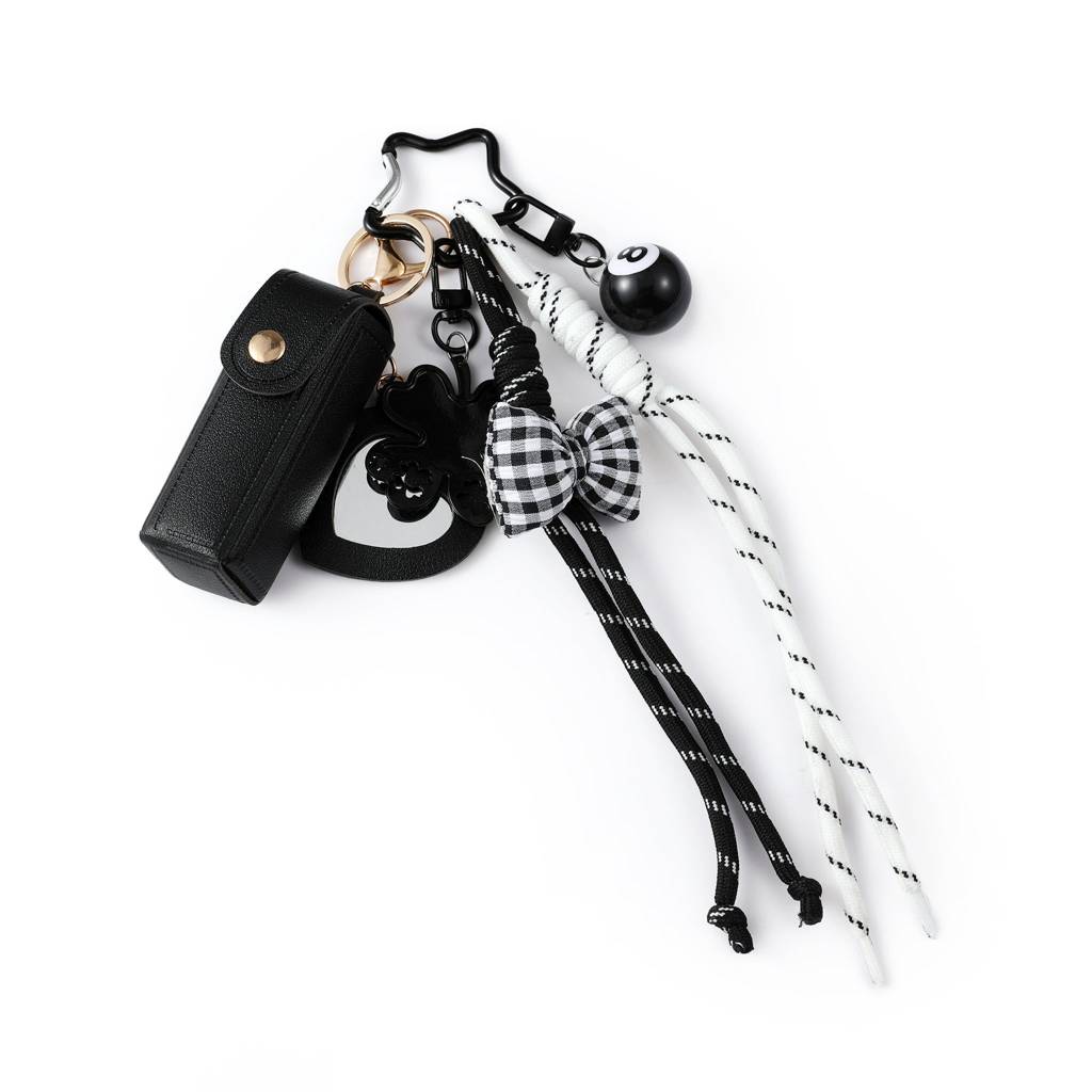 Gingham Bow Lipstick Case Bag Charm : C-BG-0088-BK