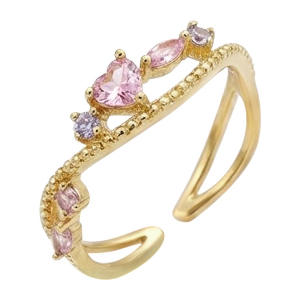 Pink Stylish Finger Ring Jewellery For Women & Girls | Gold Plated | Size - Us 7 (Adjustable) | Crystals Studded  : PX9R3042PK