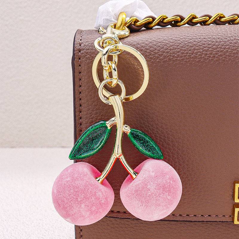 Frosted Pink Cherry Bag Charm For Girls : C-BG-0067-G-PK