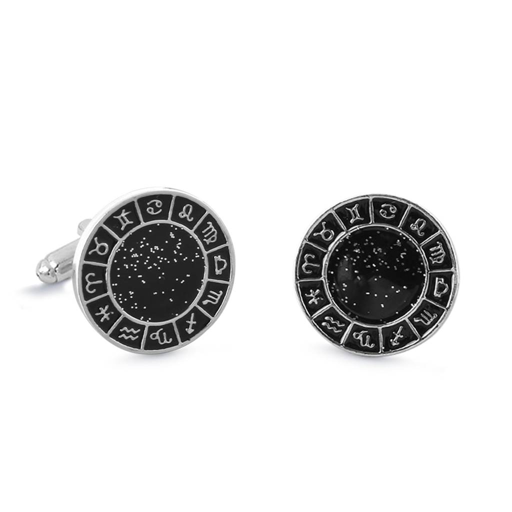 Silver Plated Zodiac Signs Cufflinks Classic Formal Accessories Jewellery For Men : PX9CL156BL