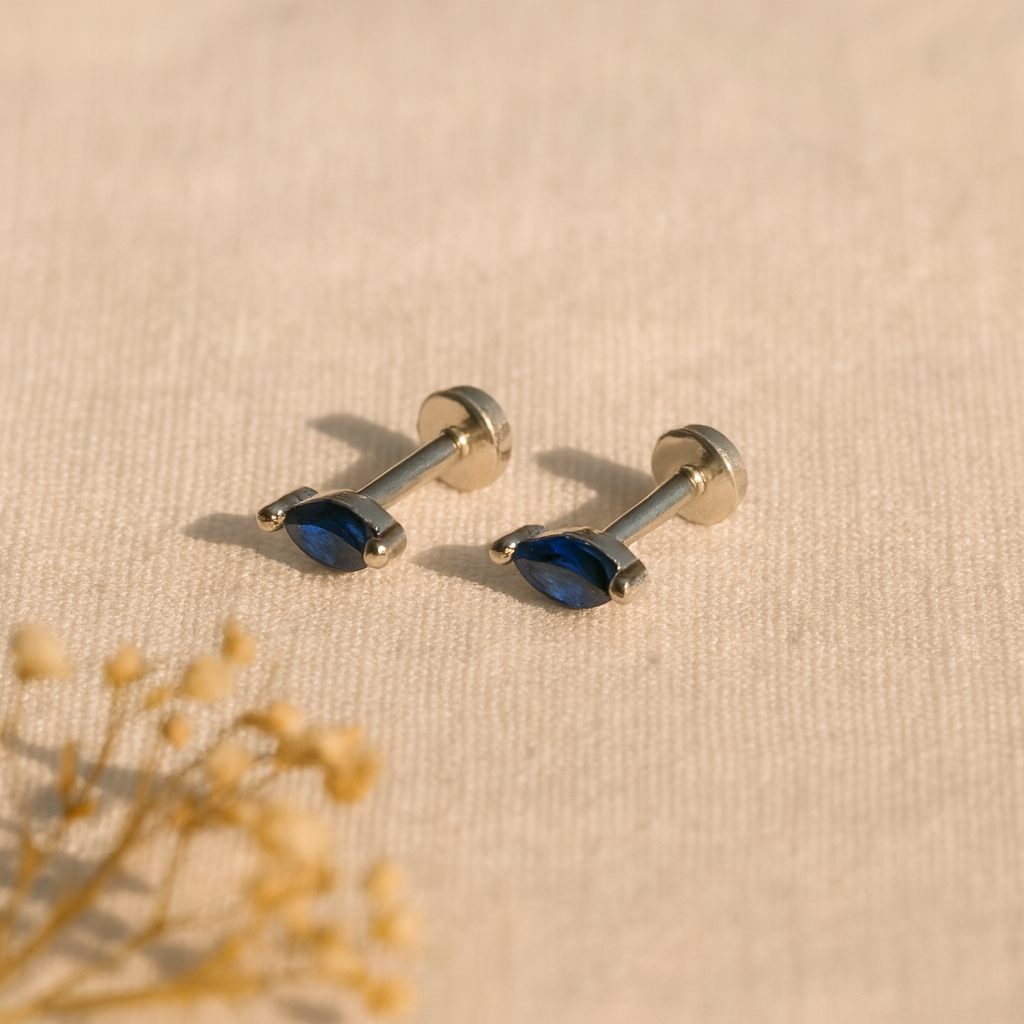 Sapphire Marquise Studs : STU_SAPPHMA_S_3134