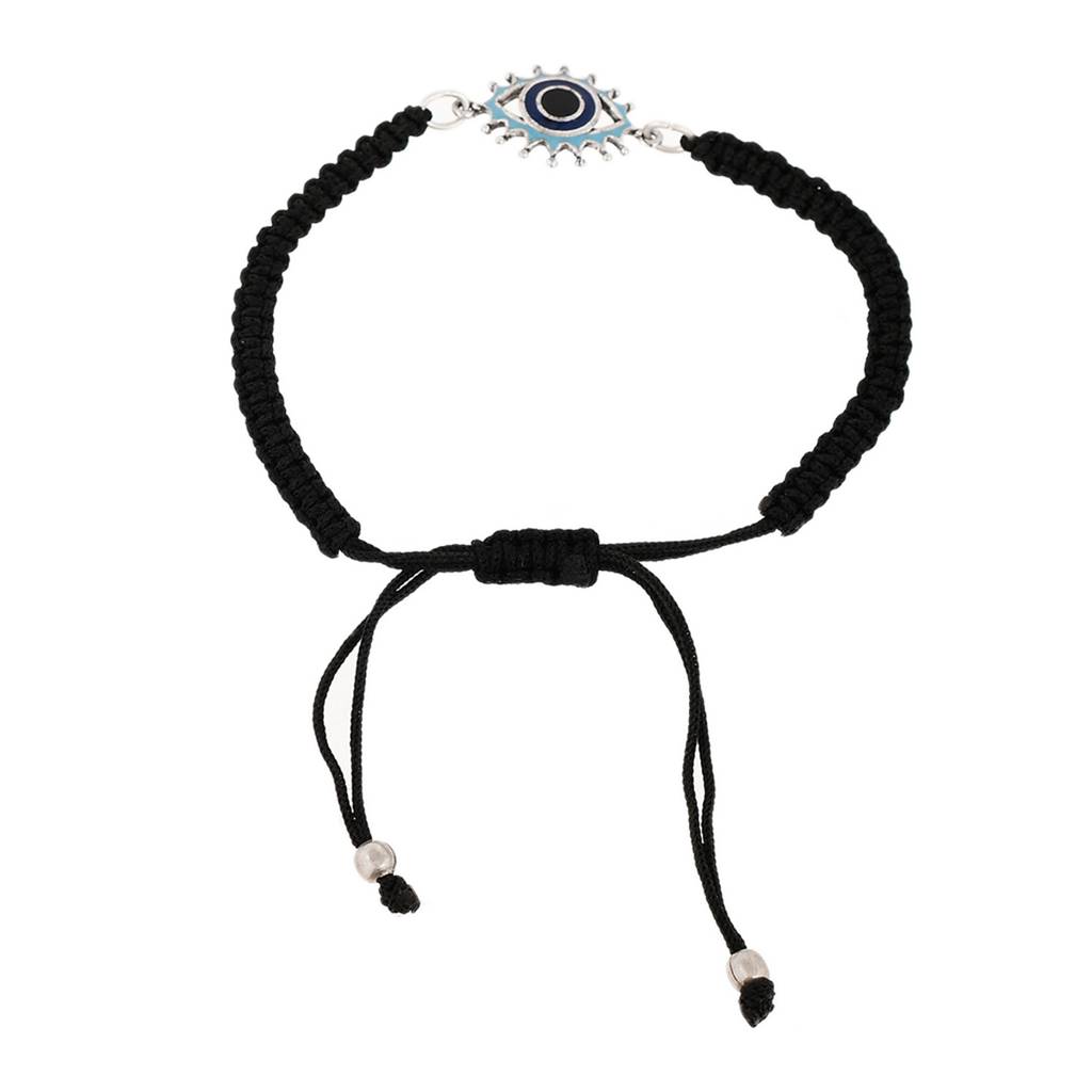 Evil Eye Black Silver Oxidized Bracelet. : 8905124479102