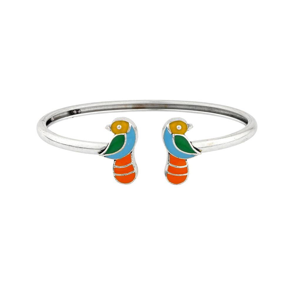 Madhubani Pakhi Oxidised Enamel Cuff Bangle : 8905124560978