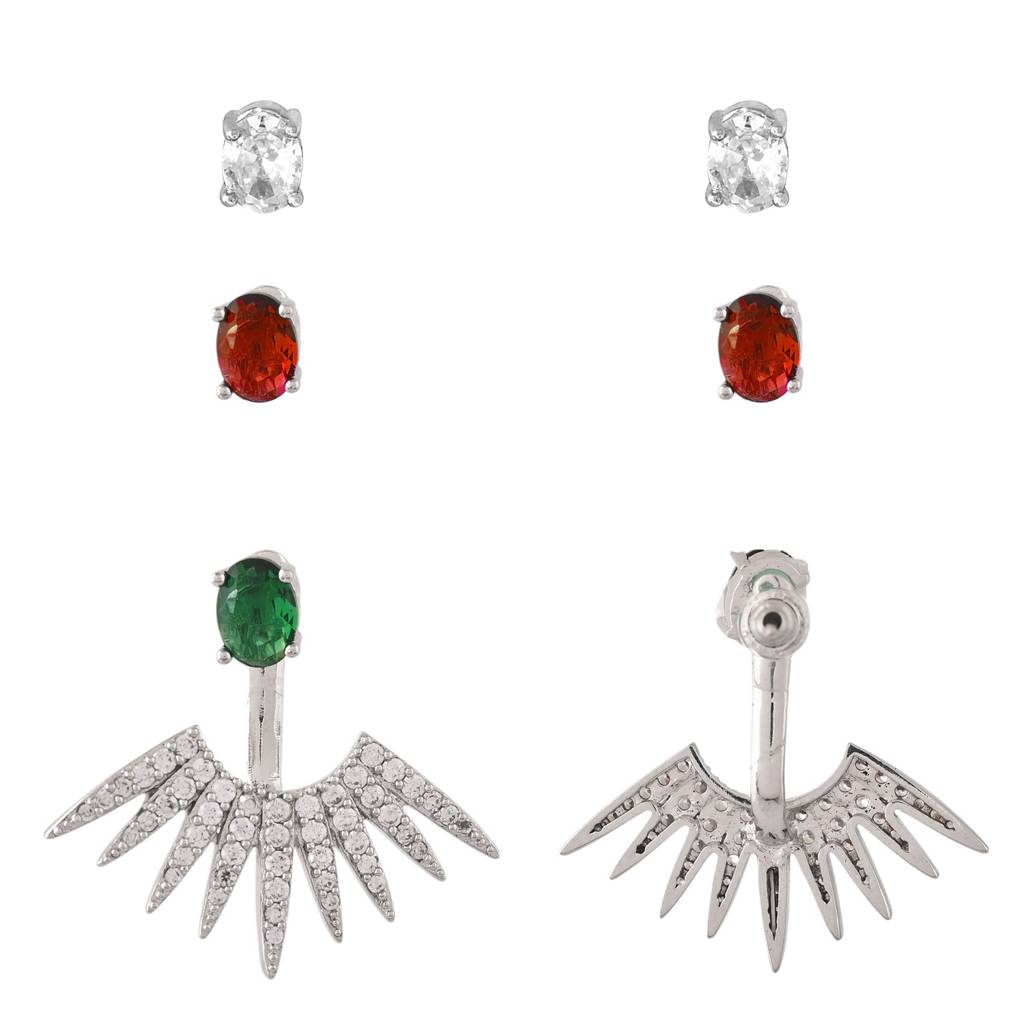 Fireworks Multi-Color Sparkle Burst Inter Changeable Ear Jacket Earrings : 8905124548266