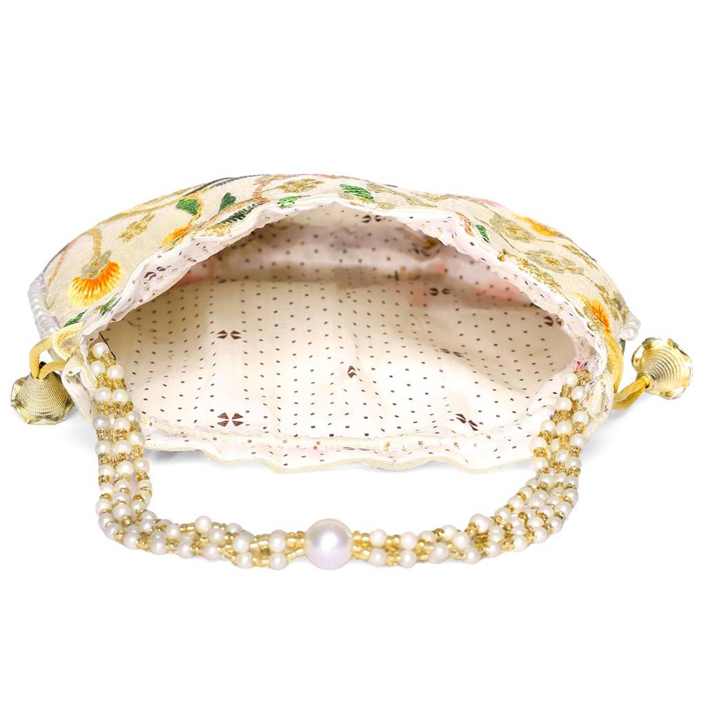 Ethnic Embroidered Potli Bag For Women Fancy Evening Wristlet Purse Bag For Girls : P189CRM-S