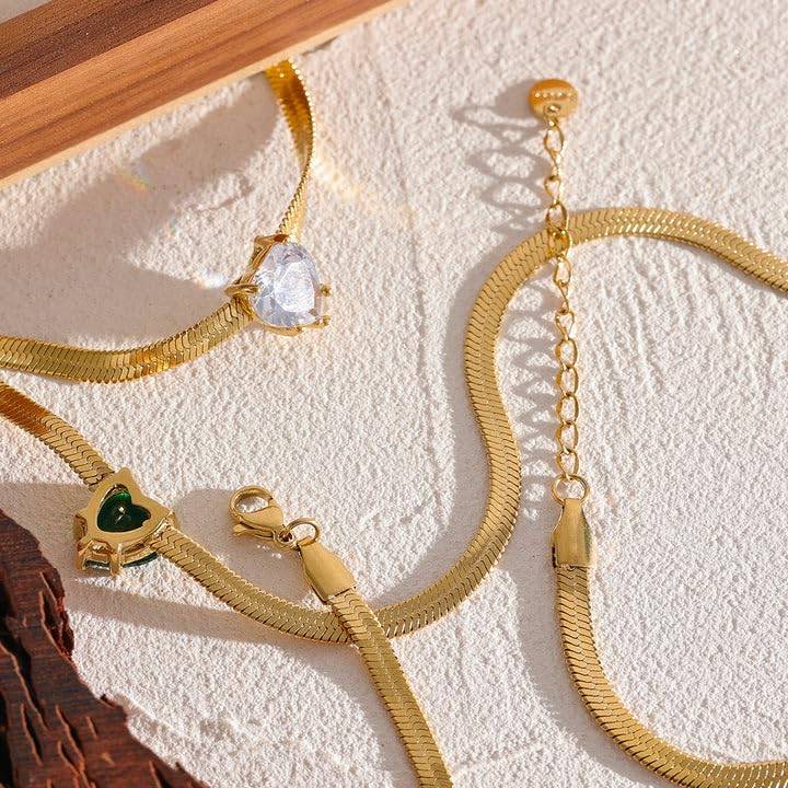 Elina Heart Charm Chain Necklace - Gold-Rose | 18K Gold Plated | Waterproof, Hypoallergenic & Anti-Tarnish : DSVDJY05250090