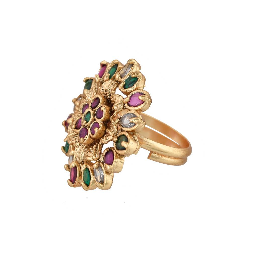 Gold Opulence Kumudini Temple Ring : 8905124543148