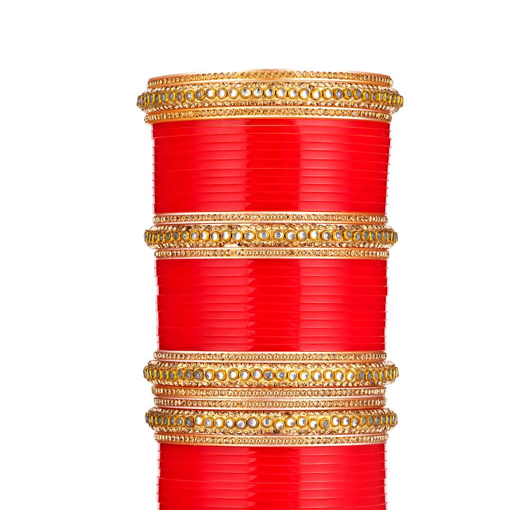 Peora Red Chuda Chura Bangle Set Indian Traditional Ethnic Fashion Jewellery For Women : PF51B25R