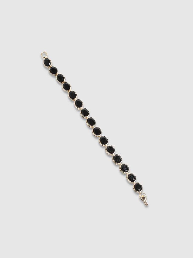 Men'S Oval Stone Tennis Bracelet - Charcoal Black : FABR1099