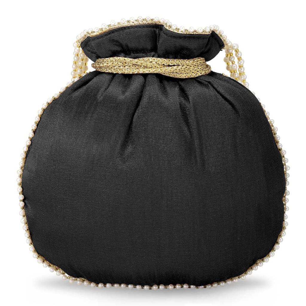 Embroidered Potli Bag For Women Handmade Ethnic Purse Evening Handbags Stylish Bridal Fashion Clutch Bag Gift For Girl : P09BL
