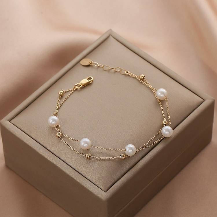 Pearl Drift Layered Bracelet : BS14970-G-WH