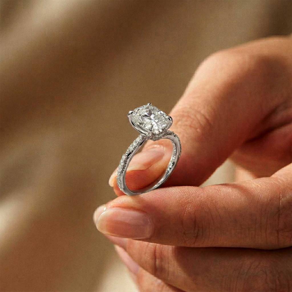 2.75Ct Moissanite Oval Solitaire Pavã© Ring : ZLM10026-10N