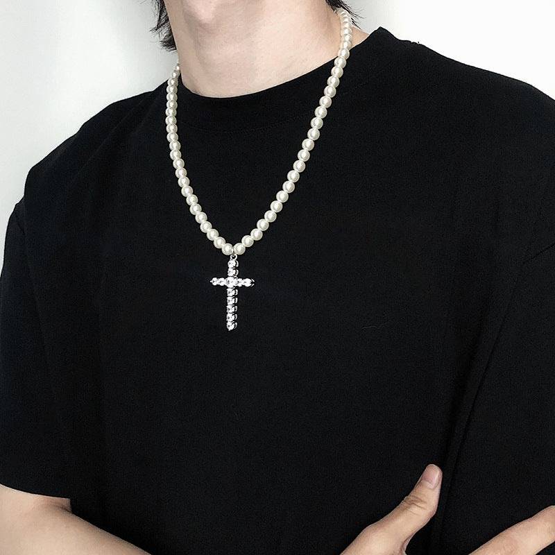 Pearl Pinnacle Cross Necklace : MN1S0448
