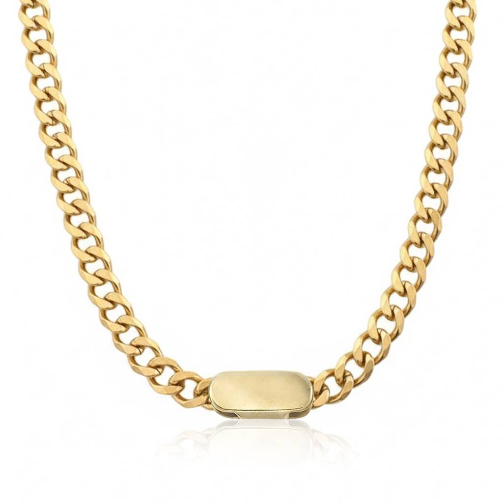 Gold Plated Cuban Link Chain Necklace Fashion Jewellery For Men & Boys : PX9CH181G