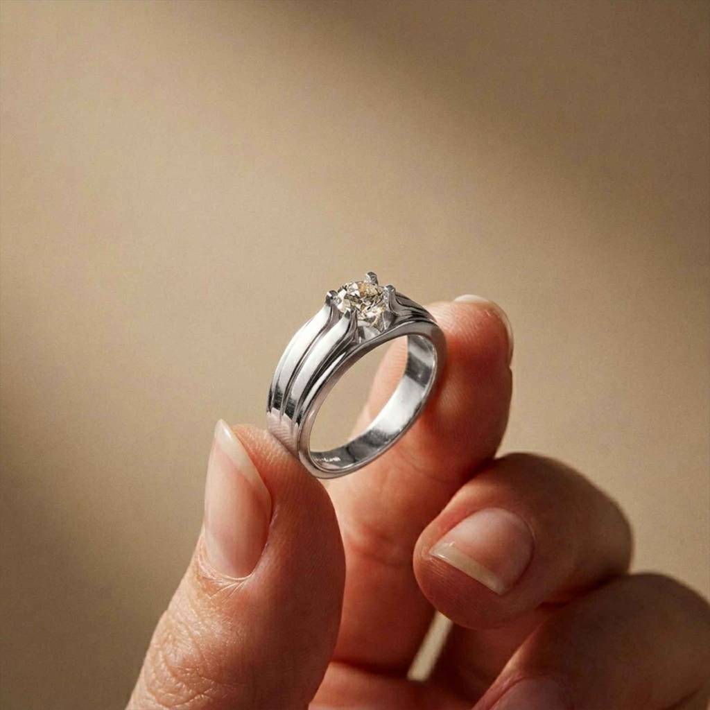 0.75Ct Moissanite Split Shank Solitaire Ring For Men'S : ZLM-10069-14N