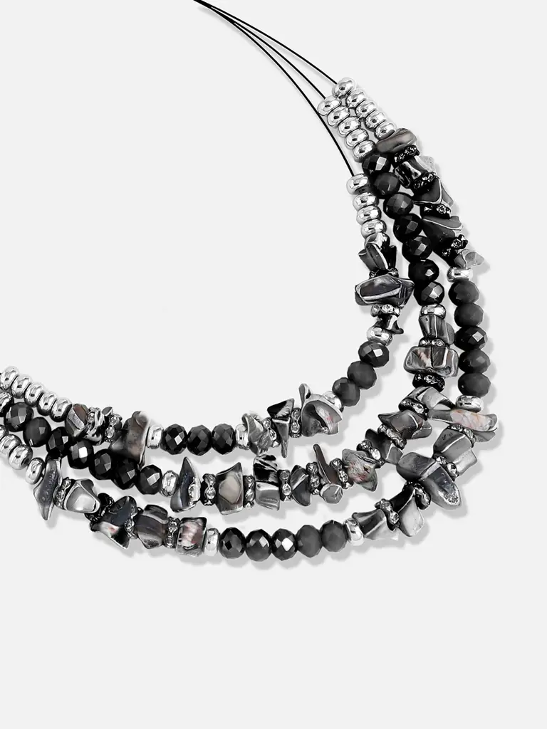 Silver Plated Designer Stone Casual Necklace And Earring Set For Women : SOHNCK3237