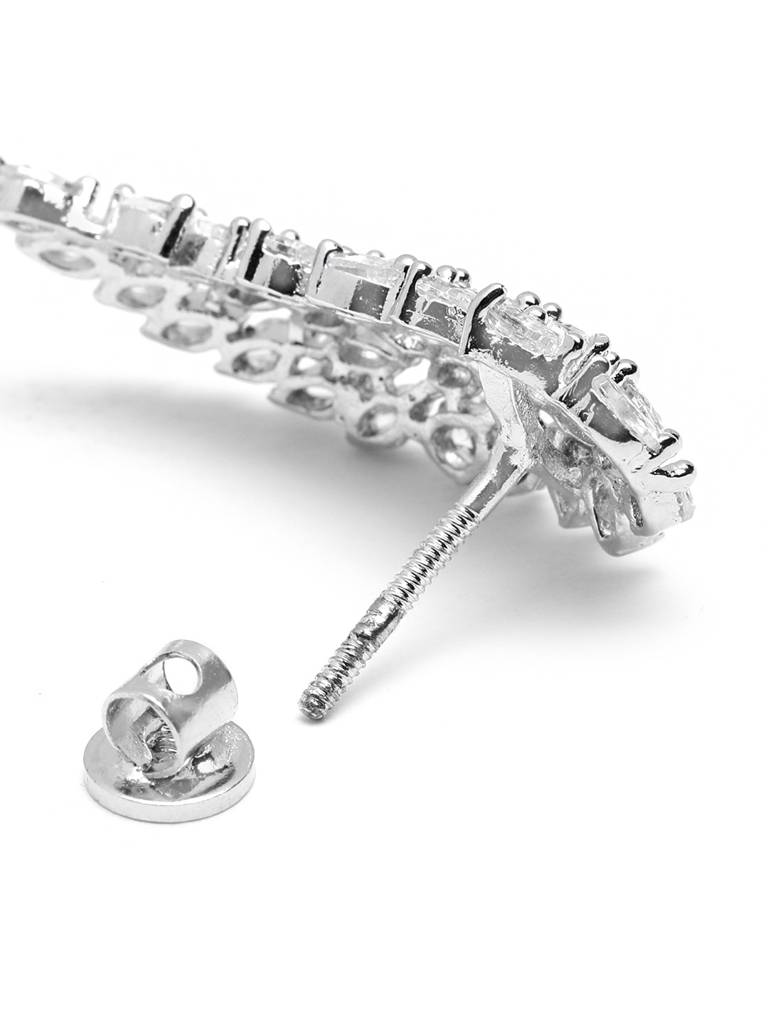 Feather Shaped American Diamond Stud Earrings : YI24A0795E