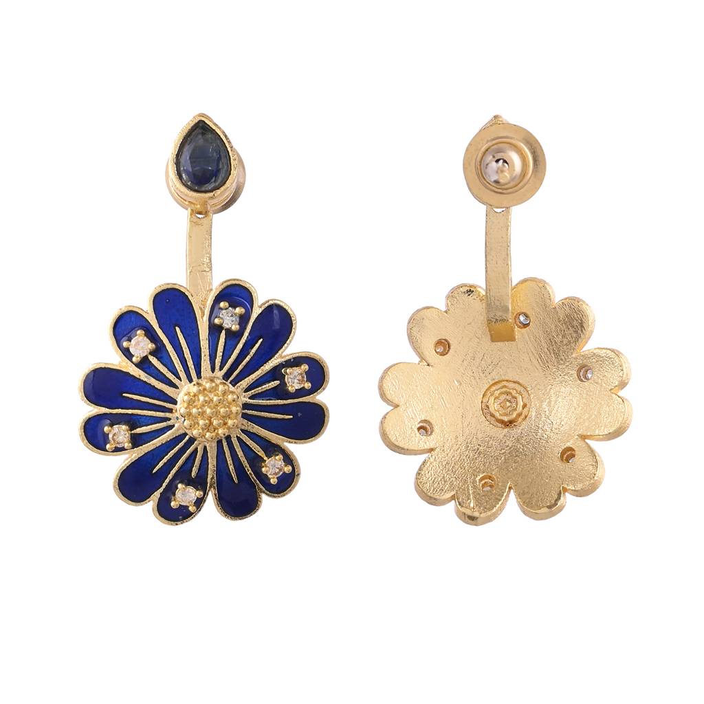 Flower Fantasy Sapphire Blue Daisy Ear Jackets : 8905124528824