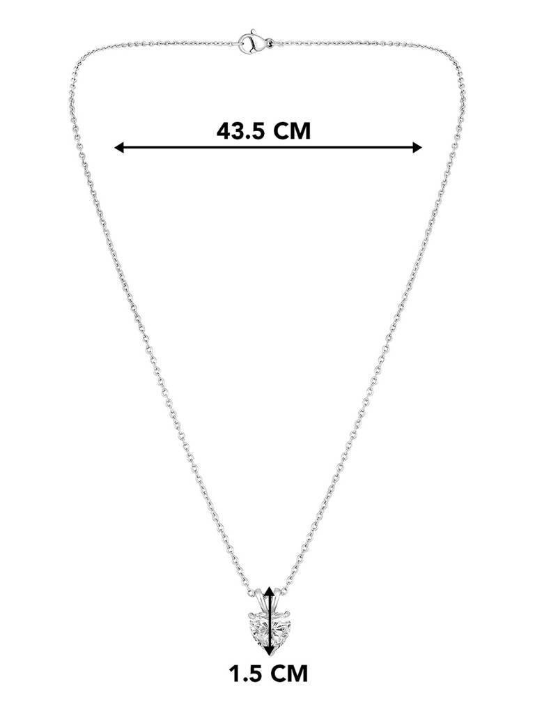 Peora Silver Plated White Cubic Zirconia Studded Fancy Pendant Chain Necklace Stylish Fashion Jewellery Gift For Wome : PX8P70
